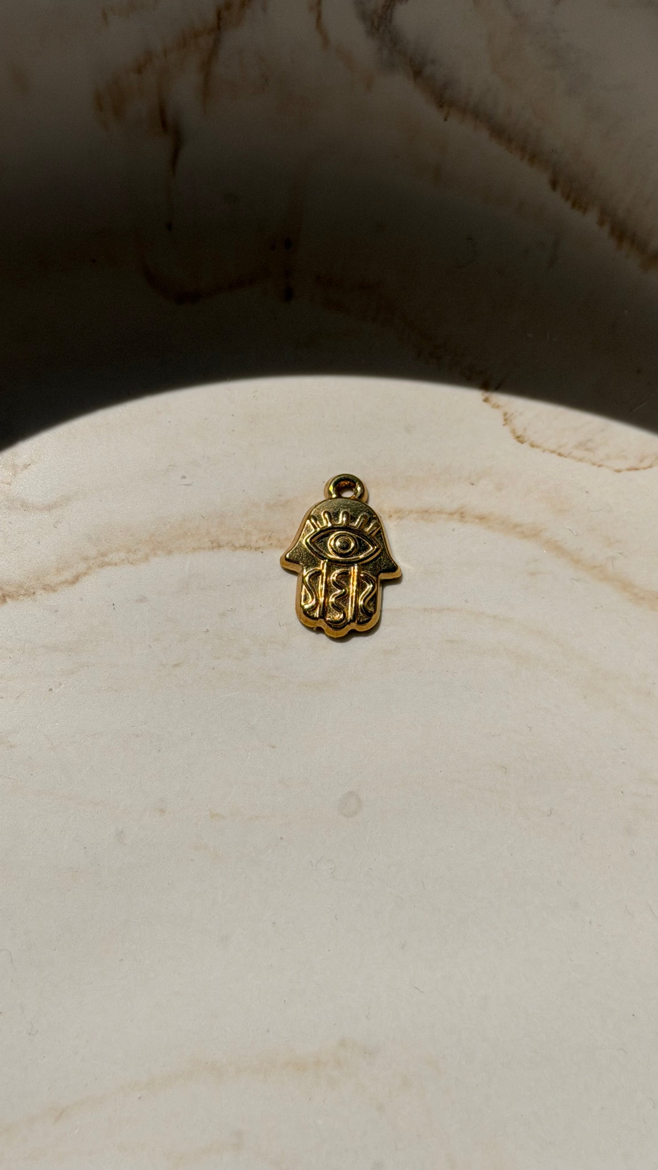 Hamsa hand charm - 24kt gold plated