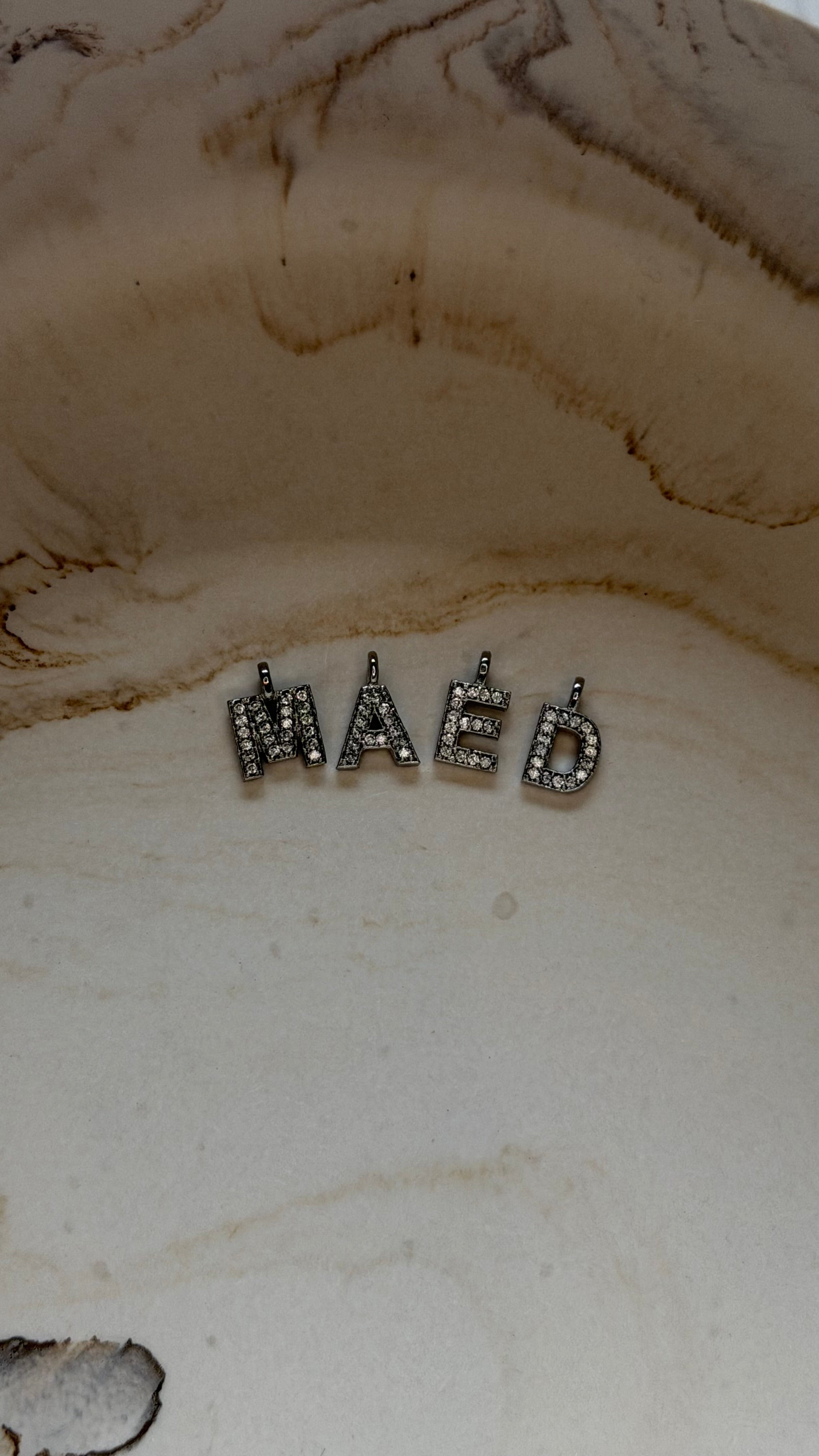 Initials - Rhodium Plated