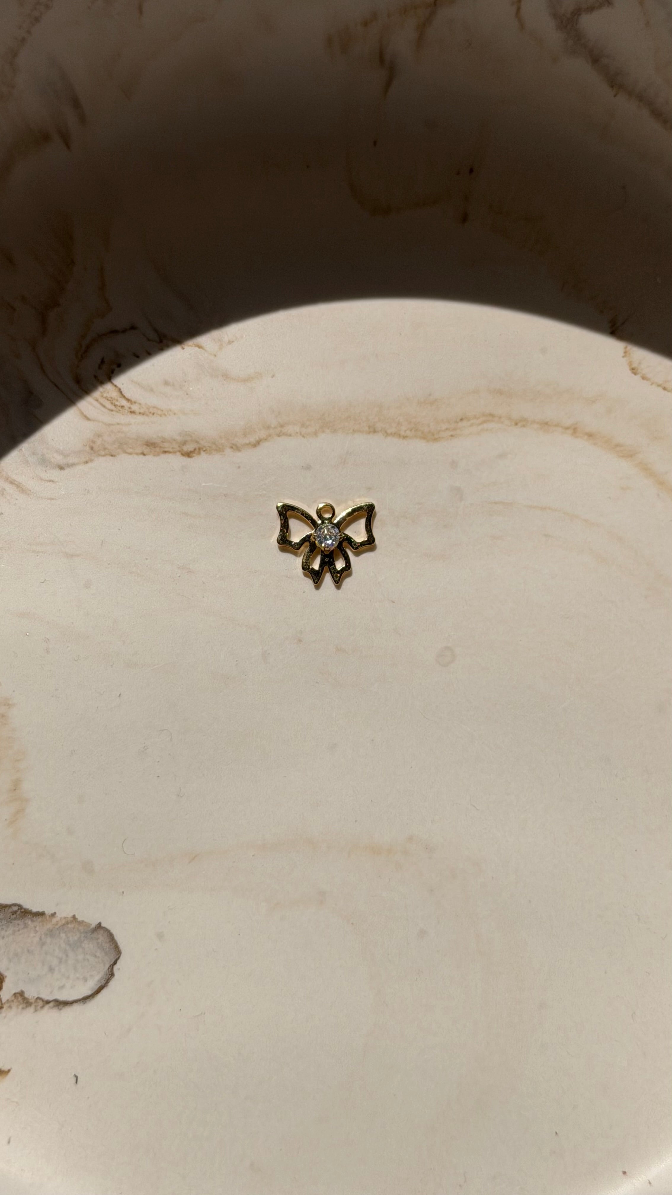 CZ Bow Charm - 24kt Gold Plated