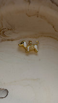 White enamel Dachshund Charm - 24kt Gold plated