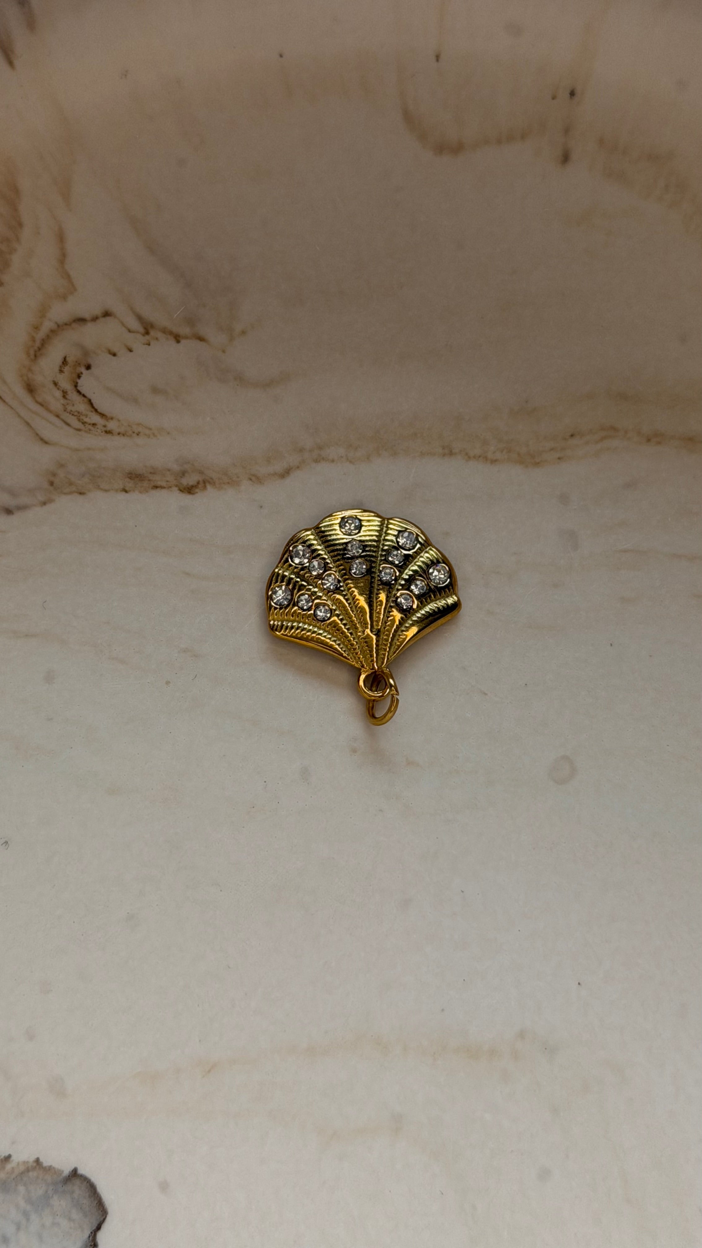 CZ Scallop Shell - PVD Gold Plated