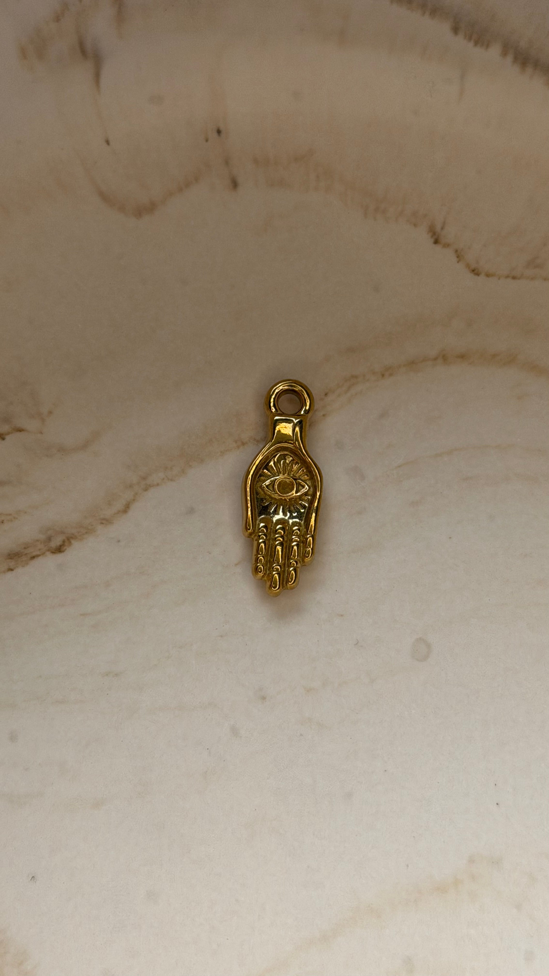Hamsa Evil Eye Charm - 24kt PVD Gold Plated