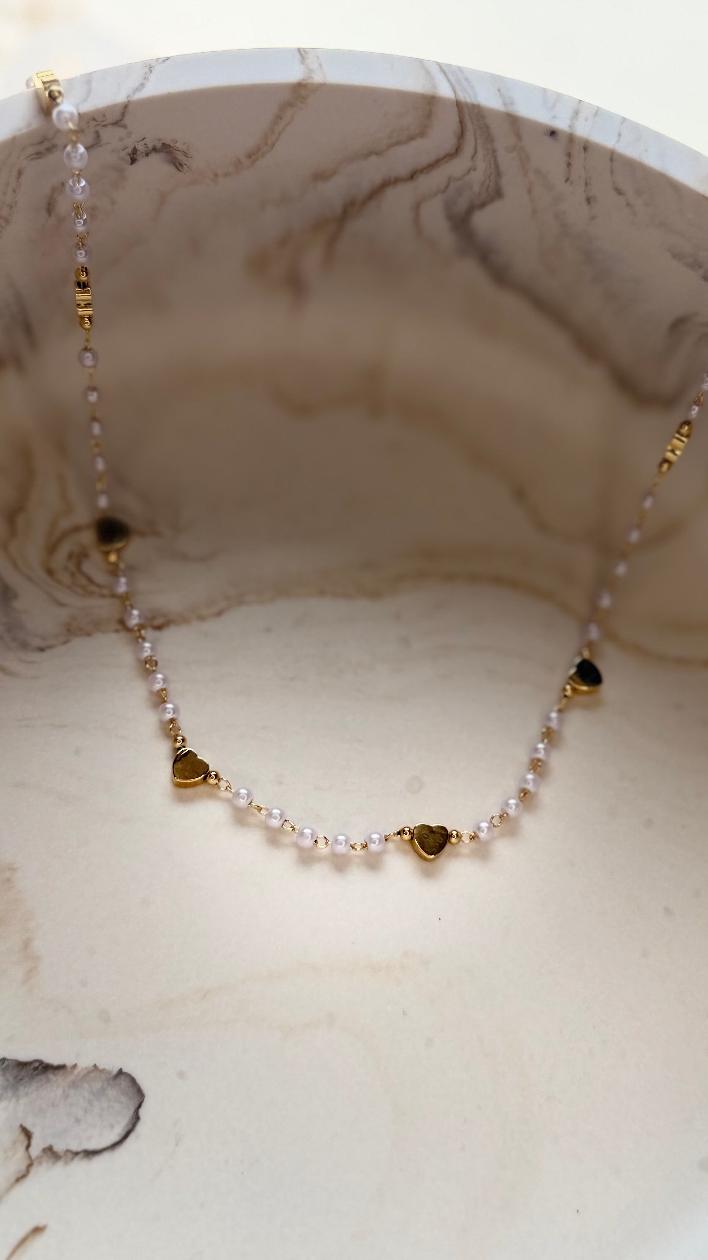 Sweetheart Pearl Chain - 24kt Gold plated