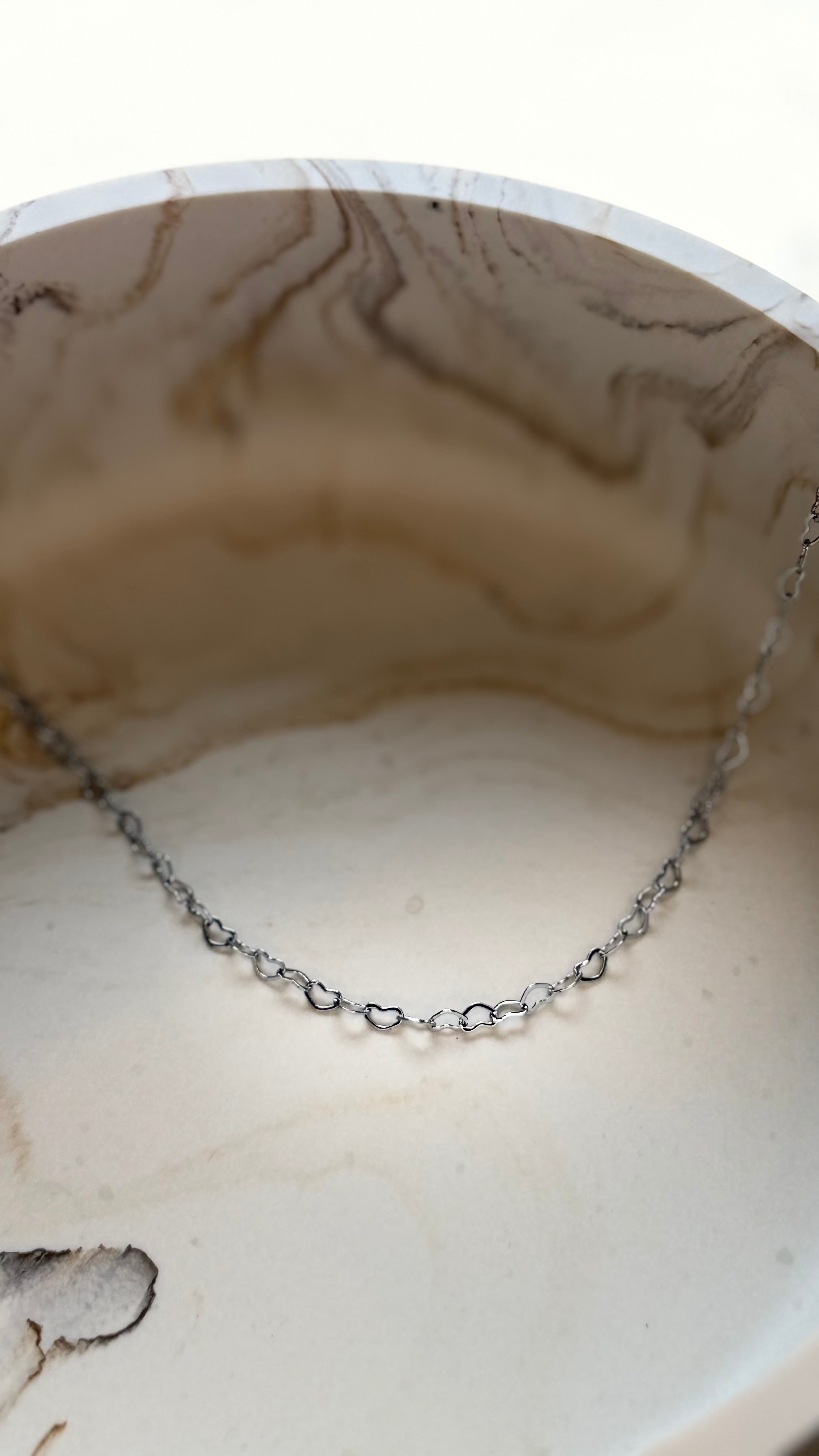 Heart Link Chain - Rhodium Plated