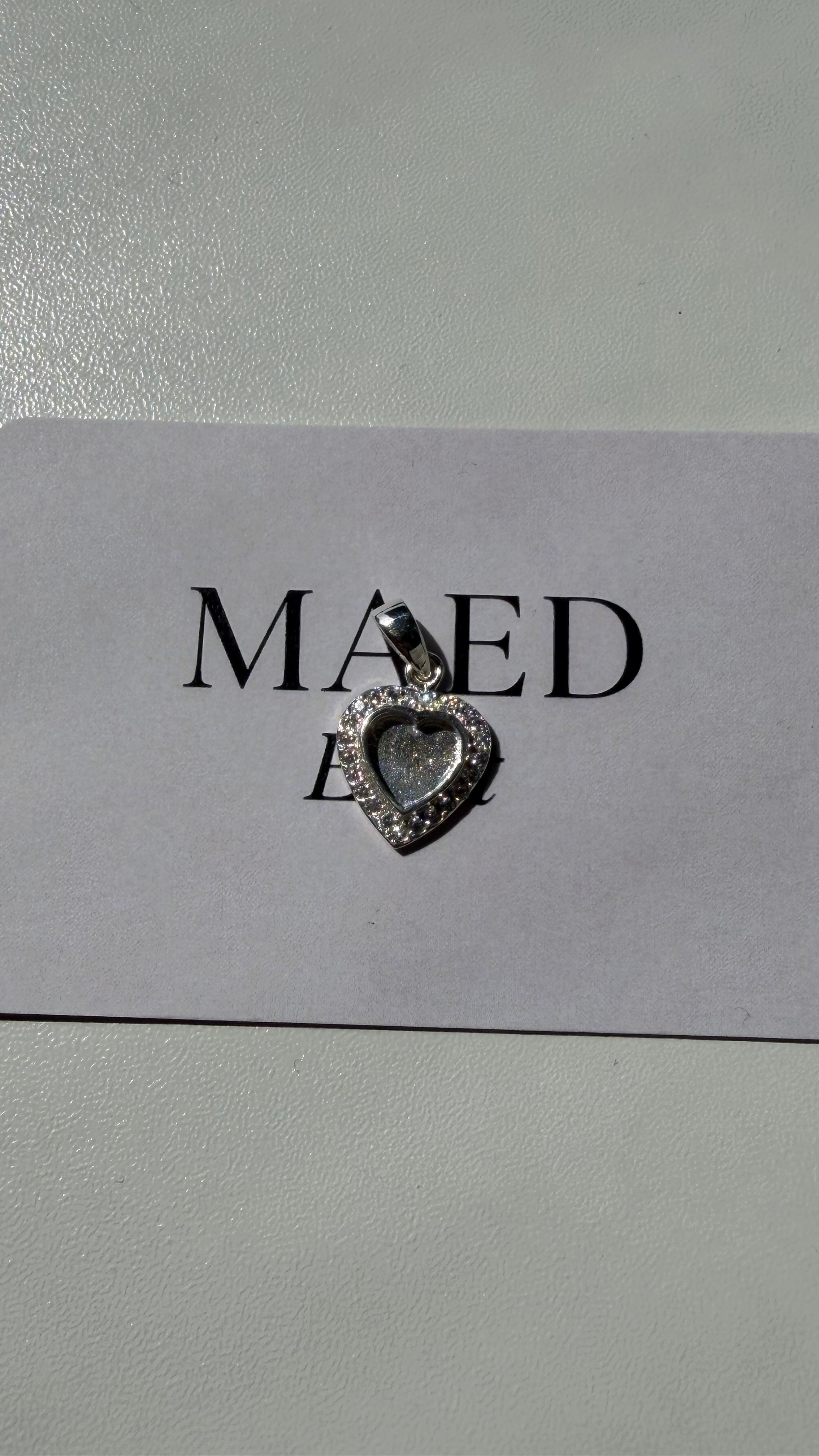 Silver Heart pendant with cz necklace