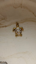 White Enamel Sea Turtle Charm - 24kt Gold PVD Plated