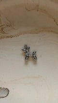 Balloon Dog With Pearl Collar - Rhodium Plated