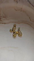 Sparkling Poodle Dog Charm - 24Kt Gold Plated