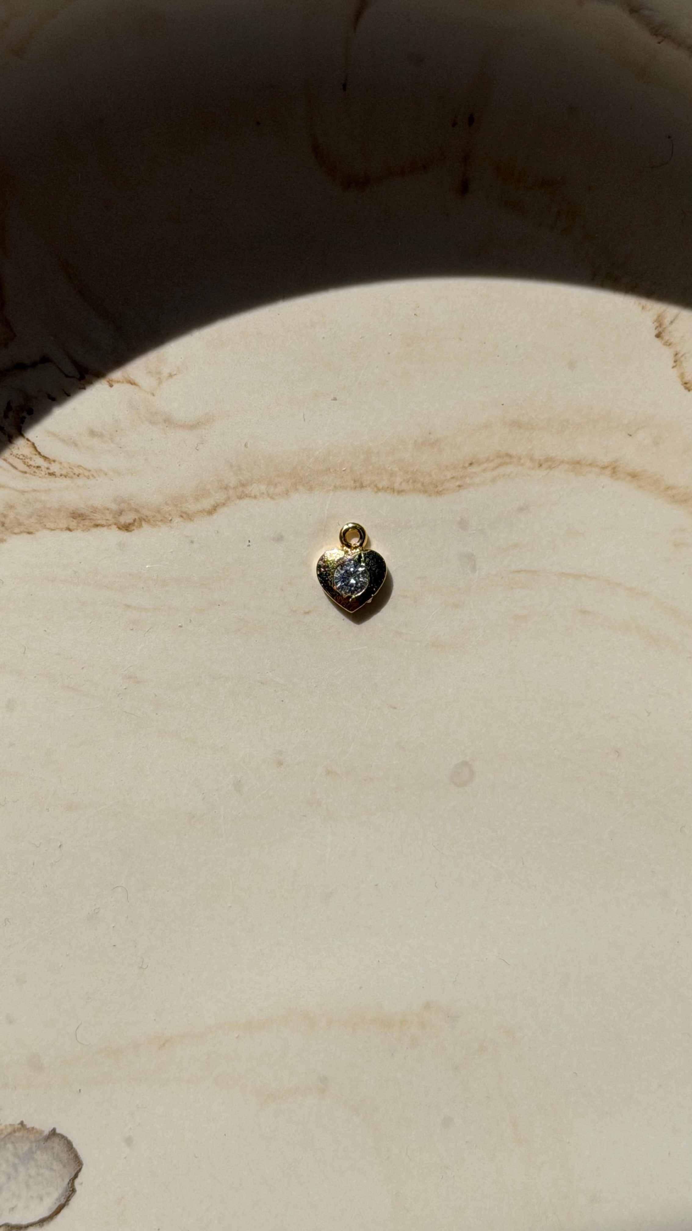 Heart with Cubic Zirconia Charm - 24kt gold plated