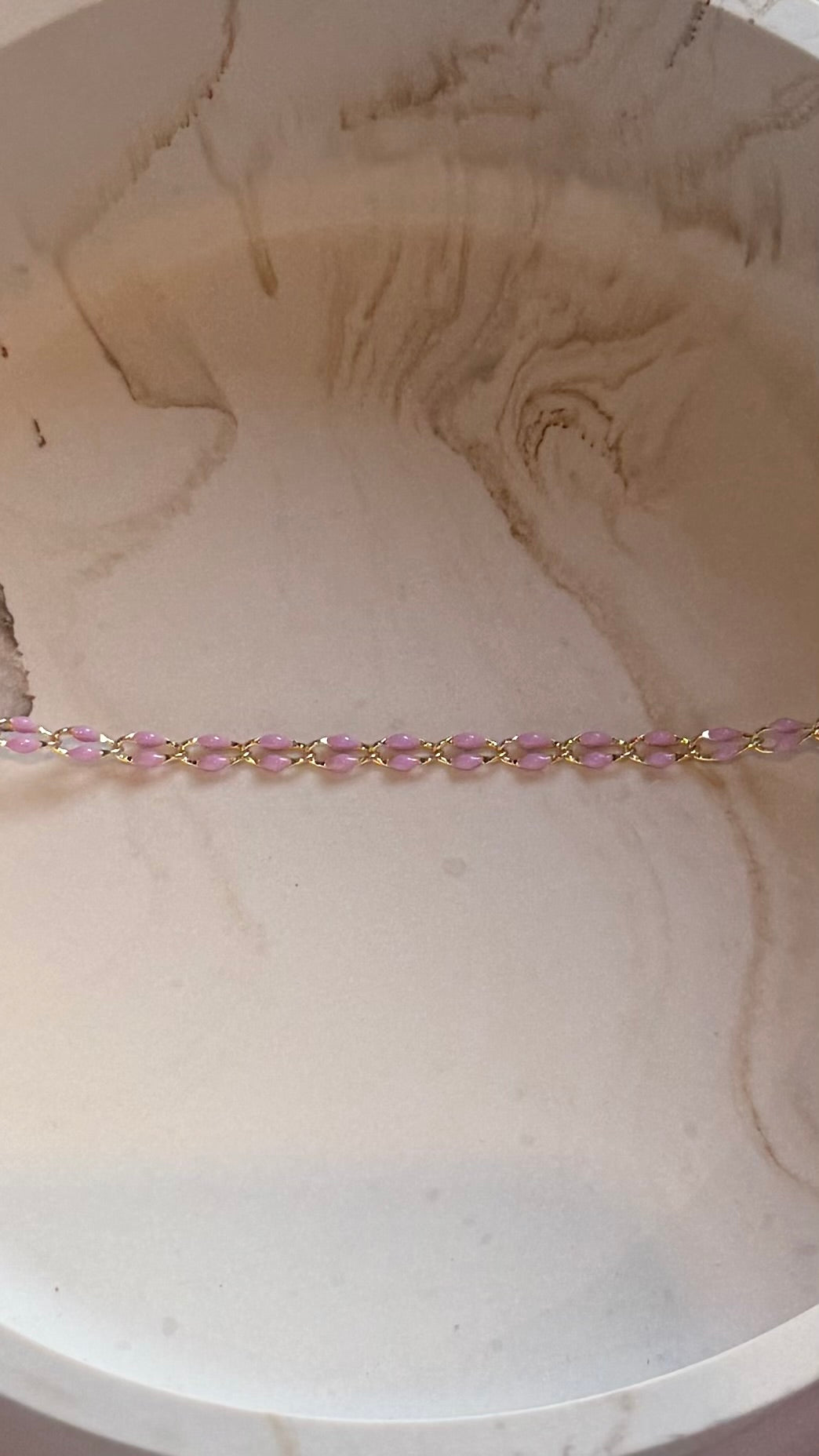 Lilac Enamel Marquise Link Chain - 24kt gold plated