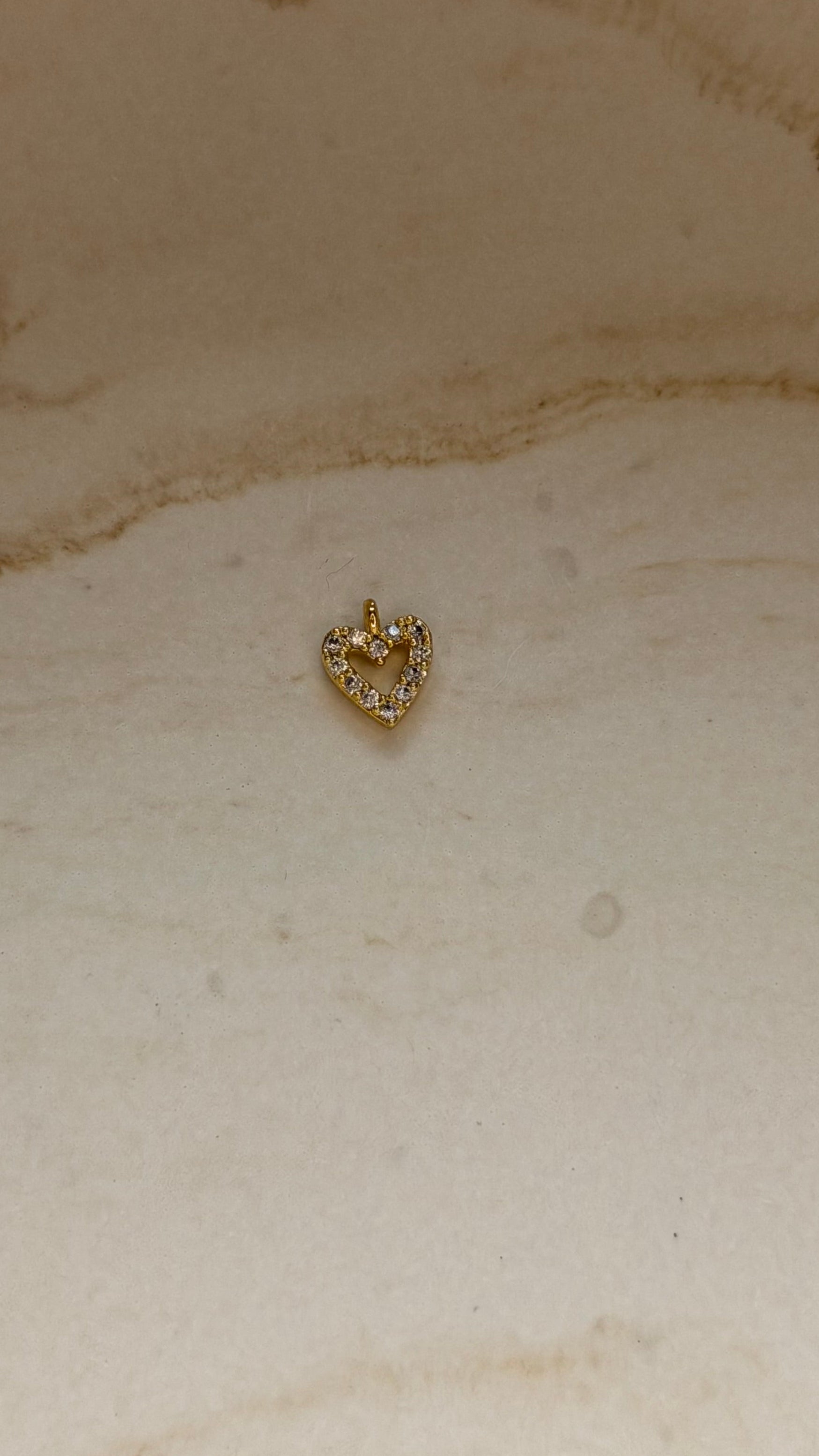 CZ Micro Heart Charm - 24kt gold plated