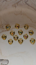 Heart Birthstone CZ charm - 24kt Gold Plated