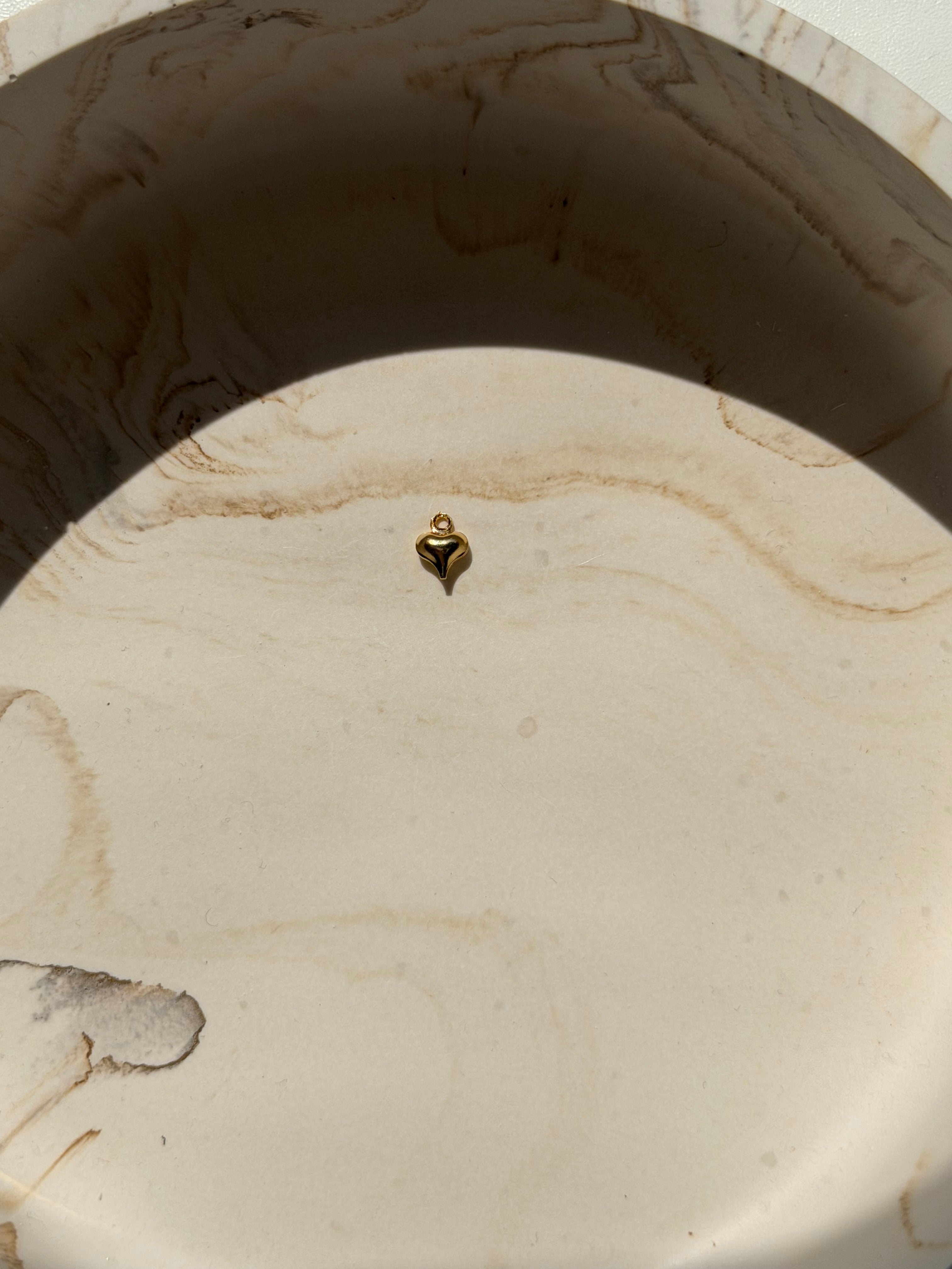 Hollow Puffed Heart Charm - 24kt gold plated