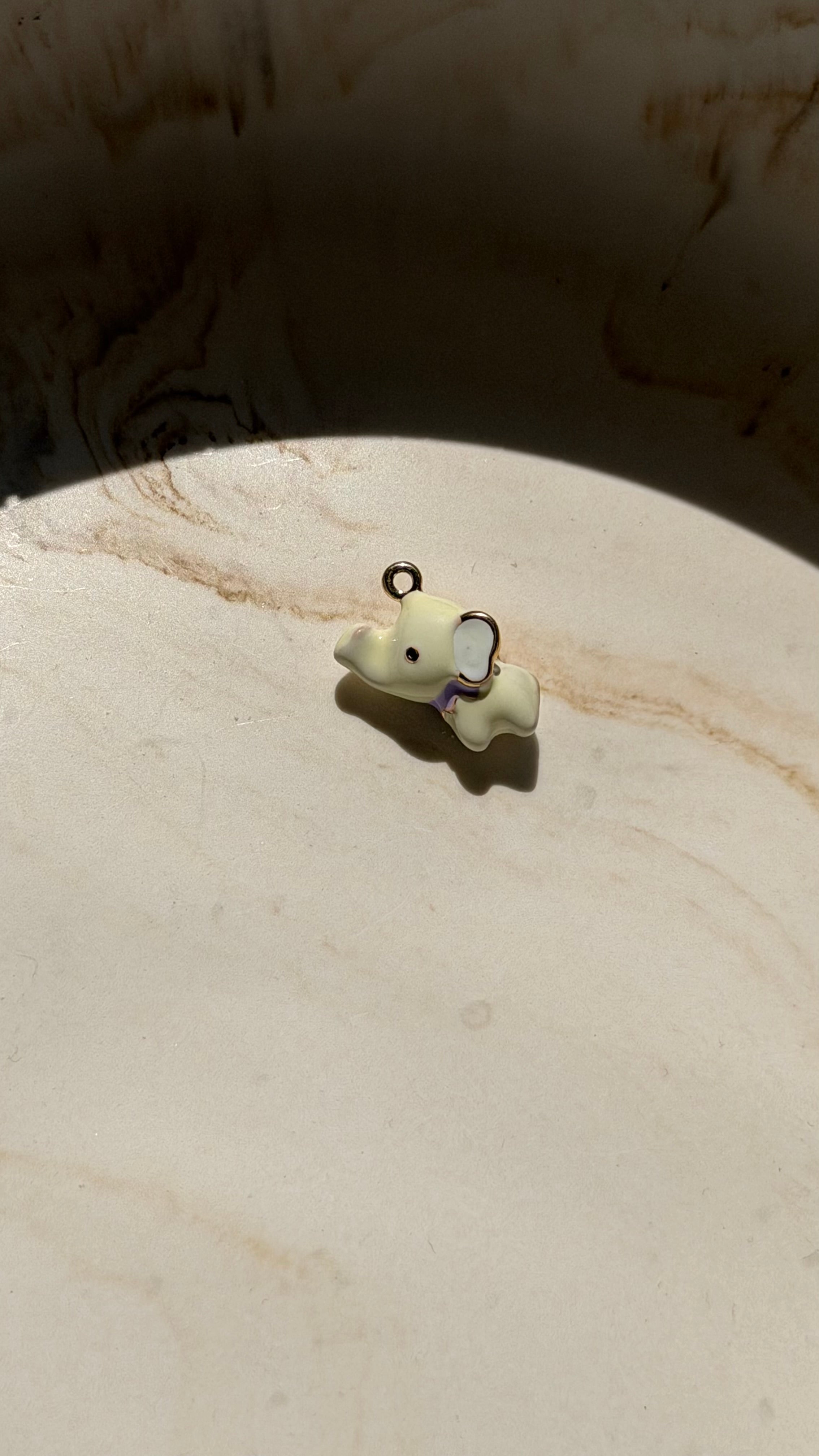 Cream Elephant Enamel Charm