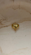 Hallow Puffed Heart Charm - 24kt Gold Plated