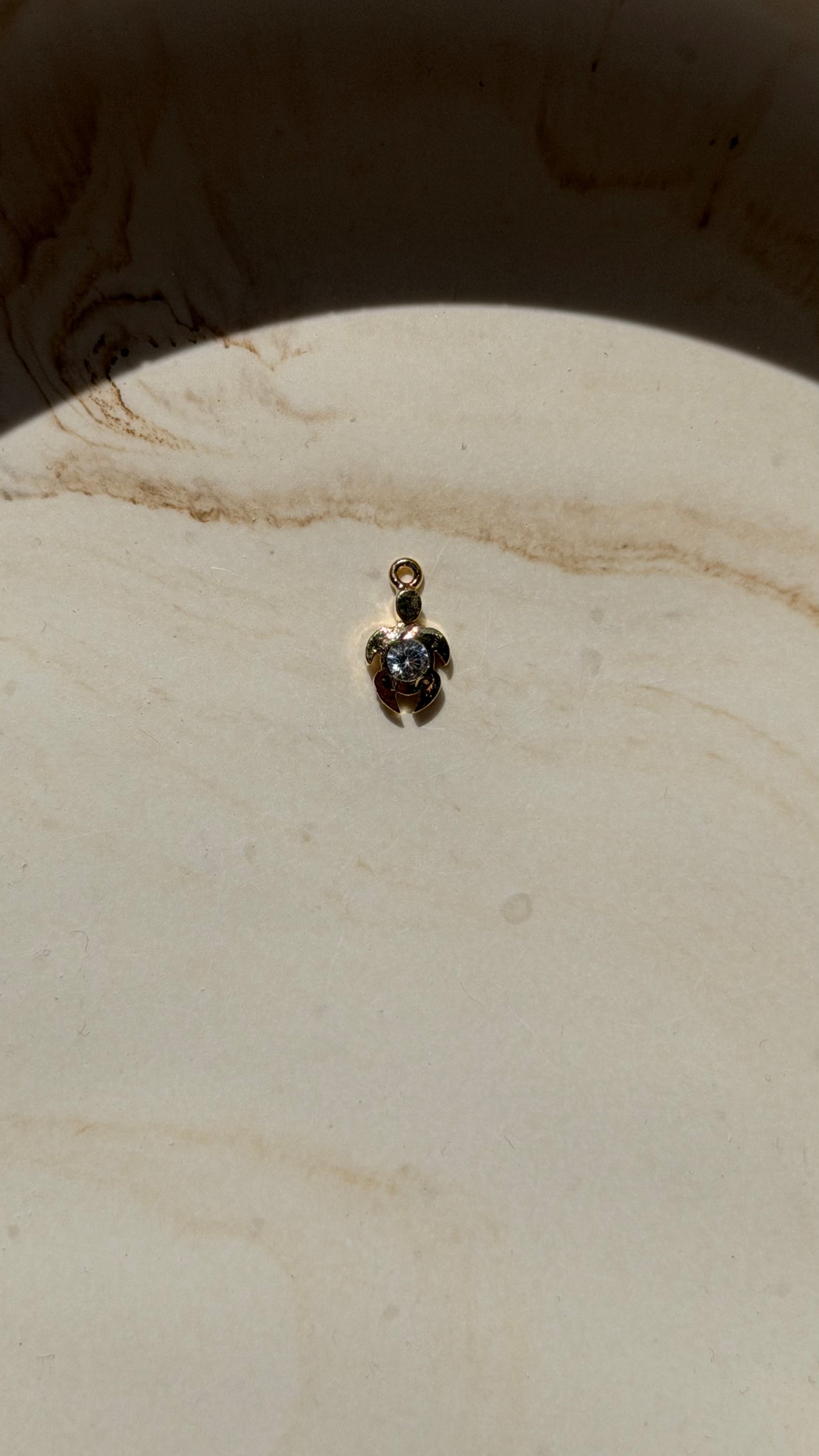 Turtle with Cubic Zirconia Charm - 24kt gold plated