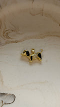 Black enamel Dachshund Charm - 24kt Gold plated
