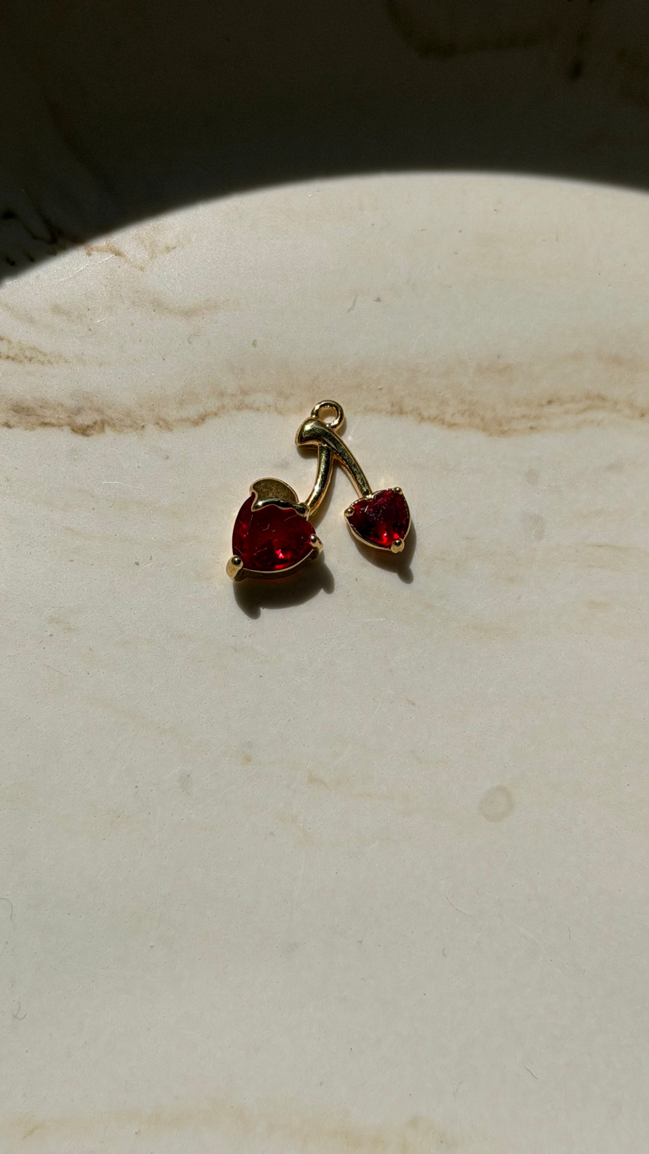 CZ Cherry Charm - 24kt gold plated