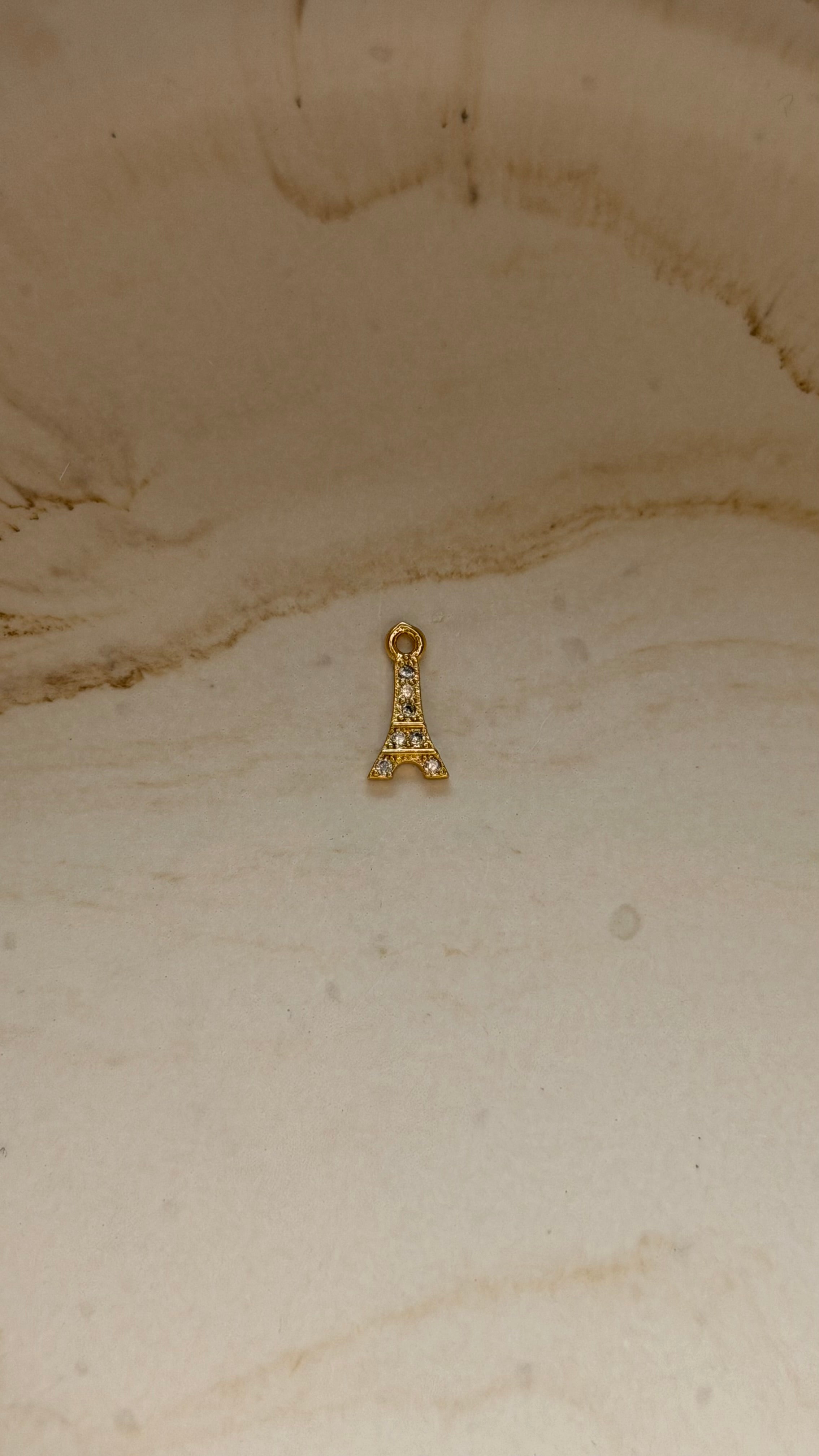 CZ Eiffel Tower Charm - 24kt gold Plated