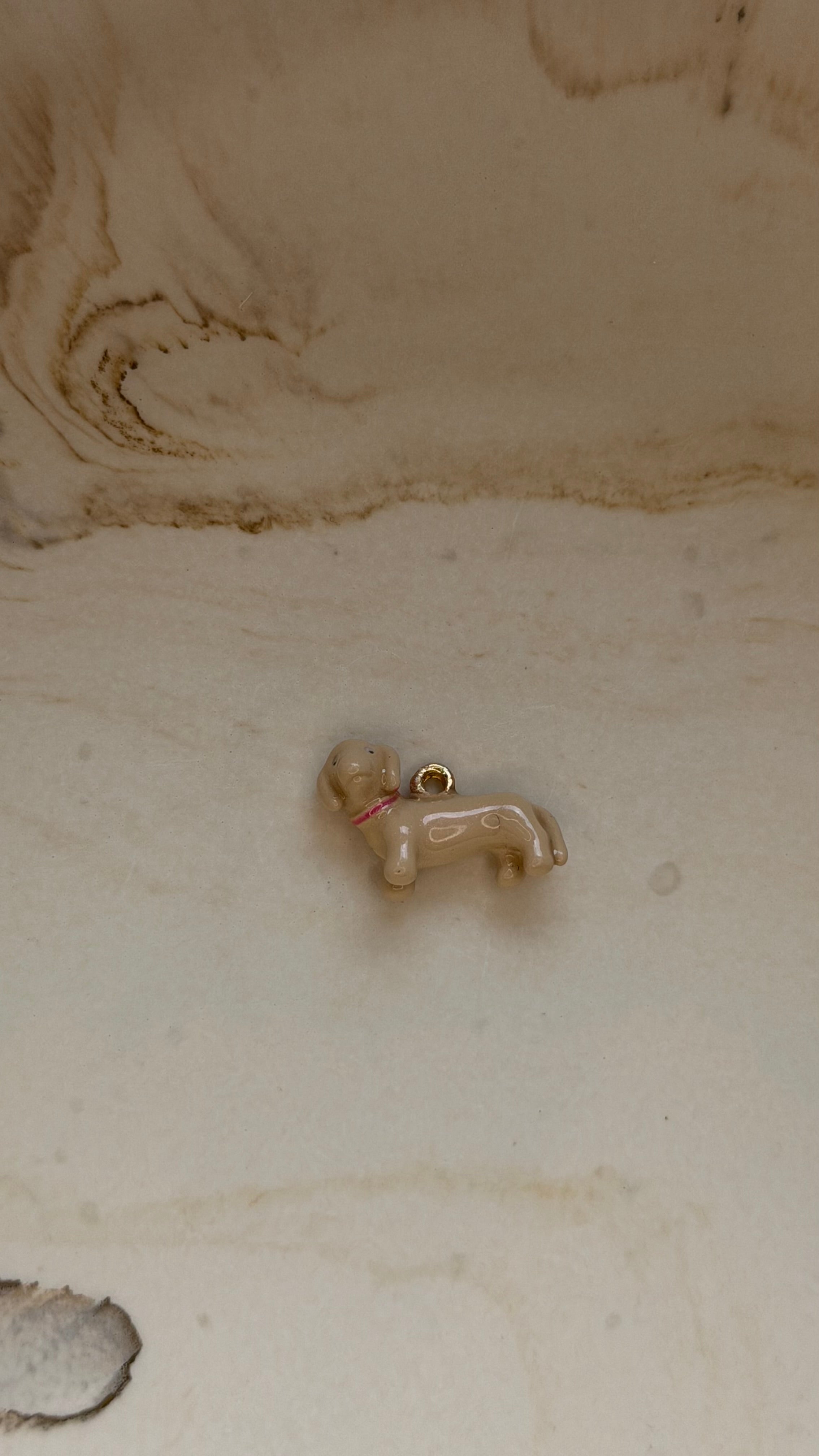 Beige Dachshund Dog Charm