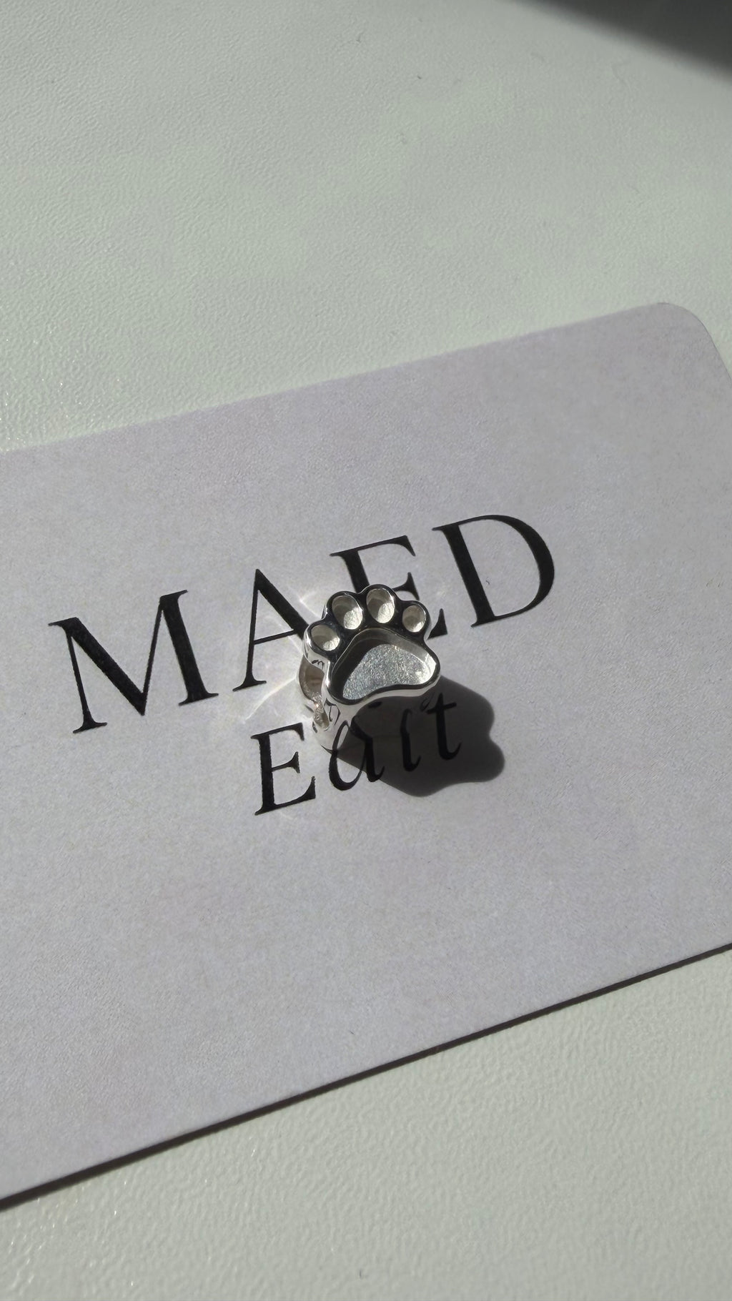 Solid Silver dog paw charm for bracelet